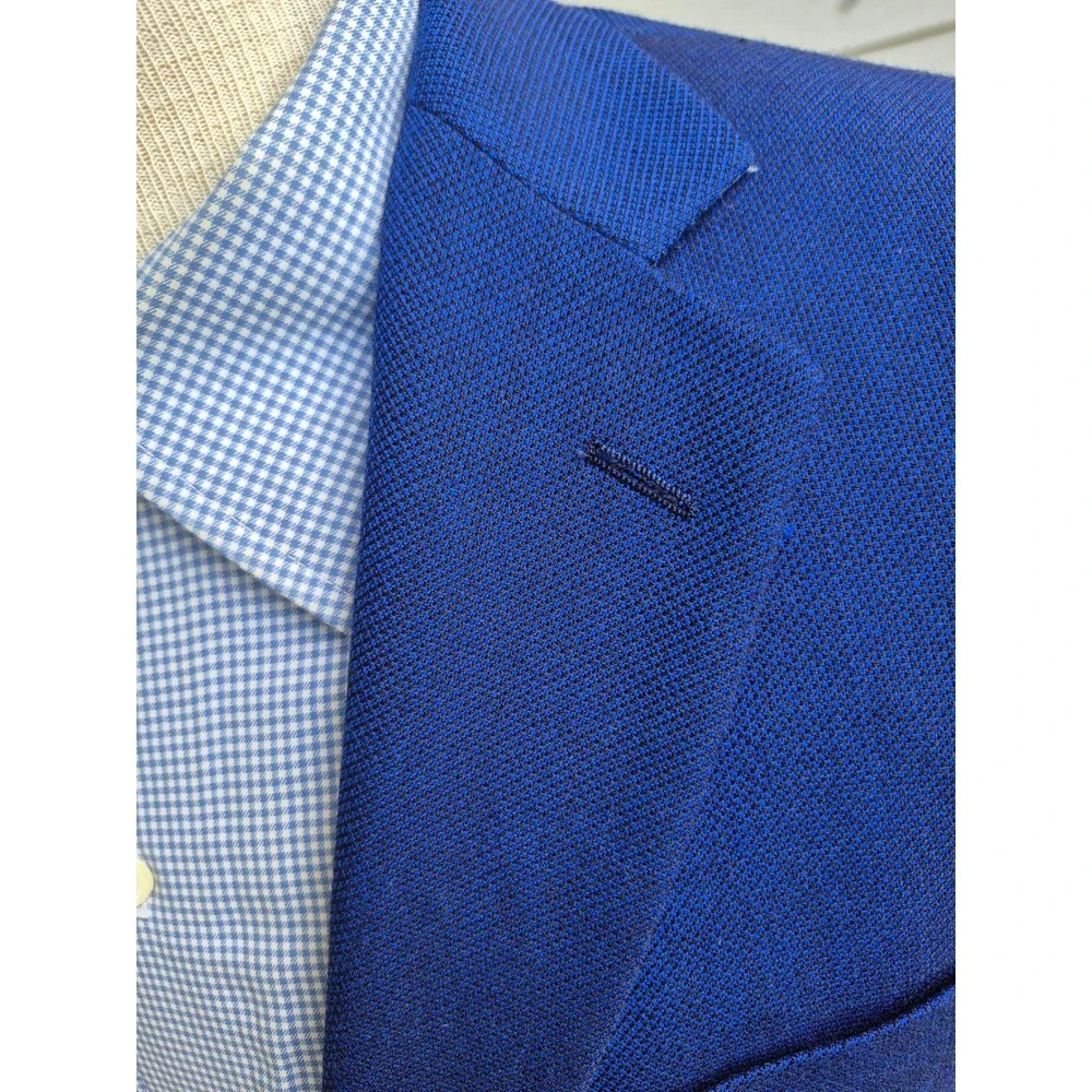 Charles Tyrwhitt Mens 38S Blazer Cobalt Blue 100%‎ Wool Hopsack Sport Coat